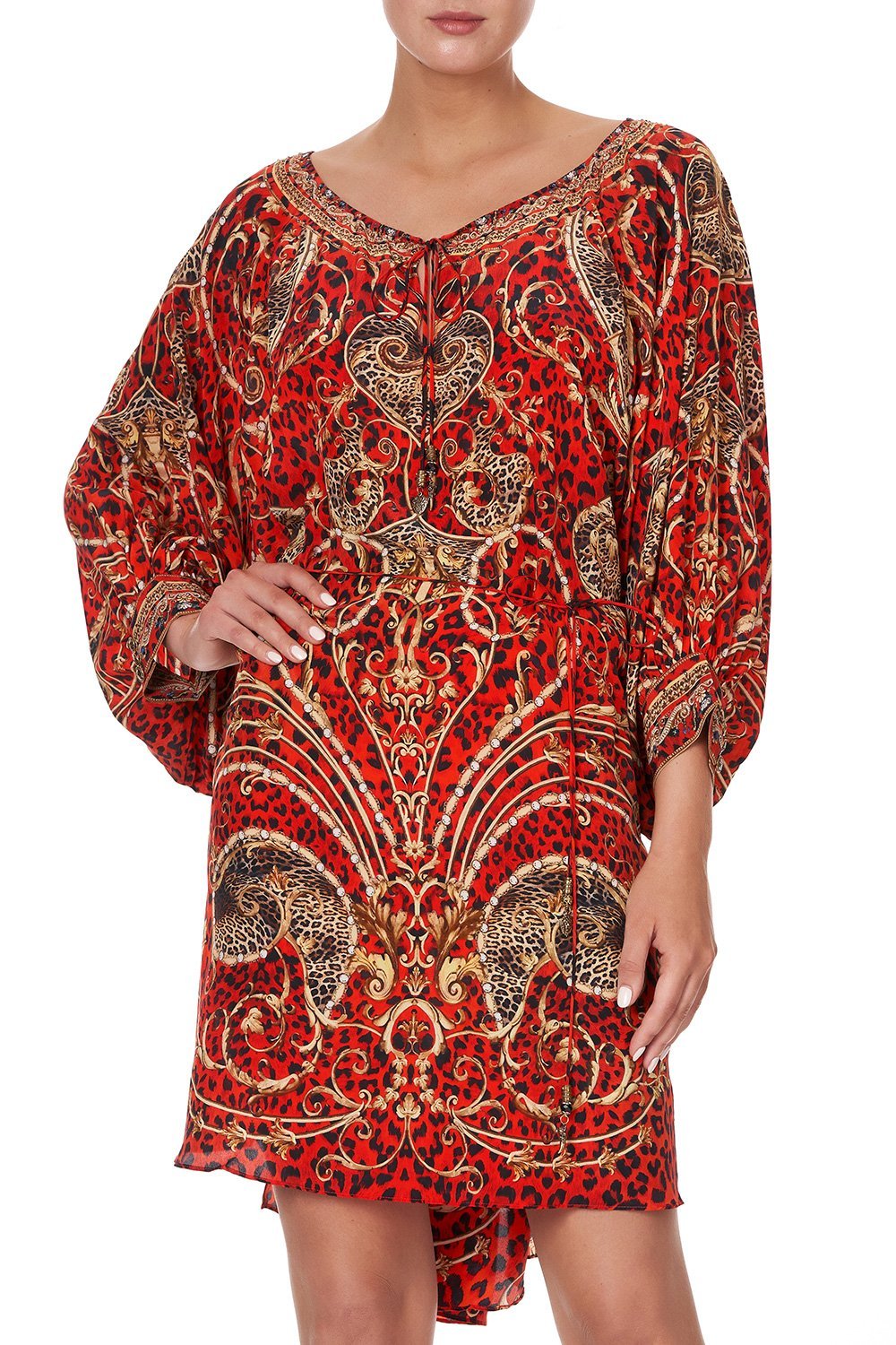 RAGLAN SLEEVE TIE FRONT DRESS SLAVE TO THE RHYTHM