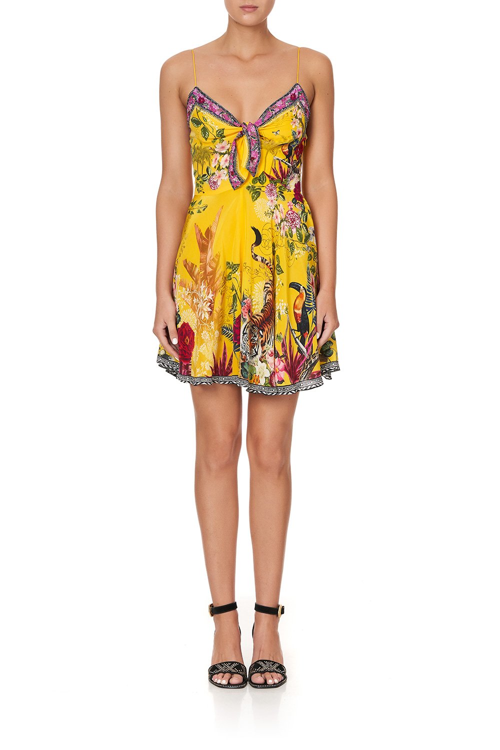 SHORT DRESS WITH TIE FRONT SAFFRON MOON