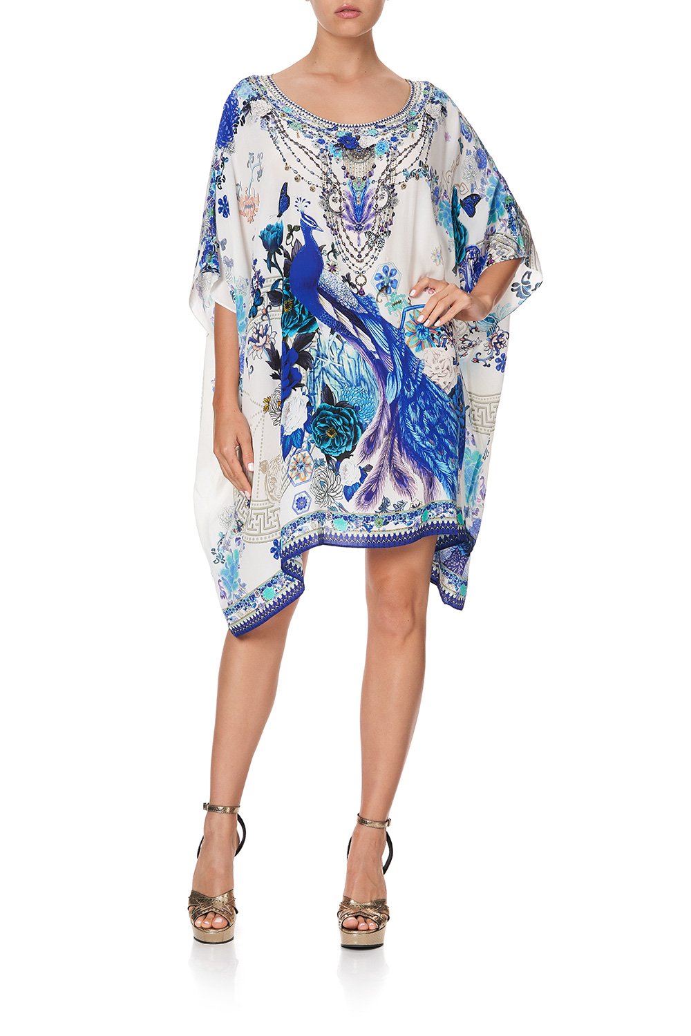 SHORT ROUND NECK KAFTAN WHITE SIDE OF THE MOON