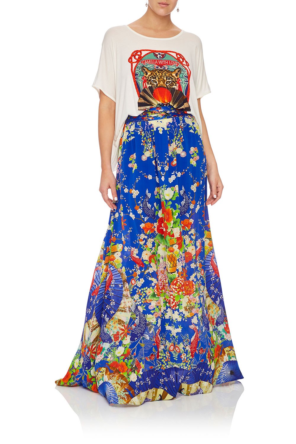 CAMILLA SKIRT W/ PINTUCK WAISTBAND PLAYING KOI