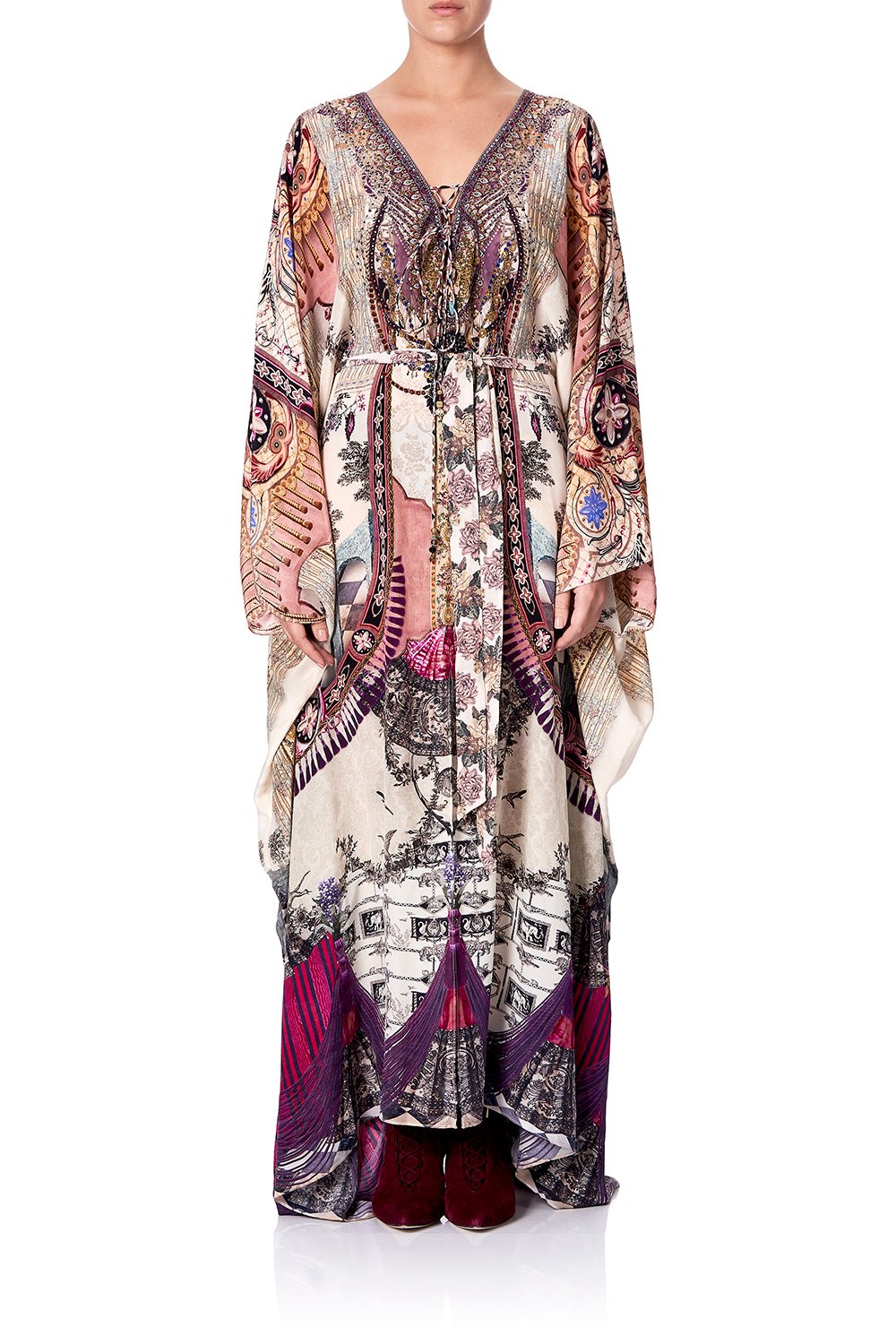 SPLIT HEM LACE UP KAFTAN VIOLET CITY