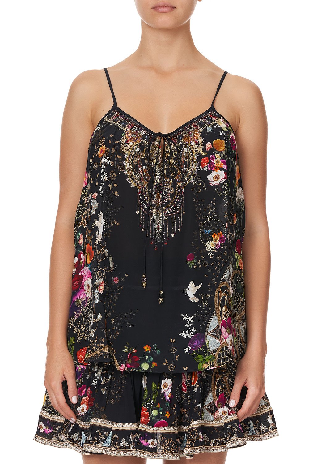 STRAP TOP WITH TIE FRONT DETAIL MIRROR MIRROR