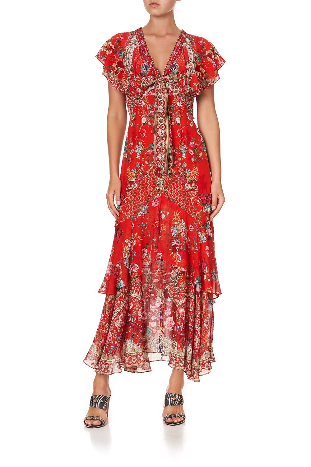 TIE FRONT MAXI WITH CENTRE FRONT SPLIT CAMEOS CAN CAN