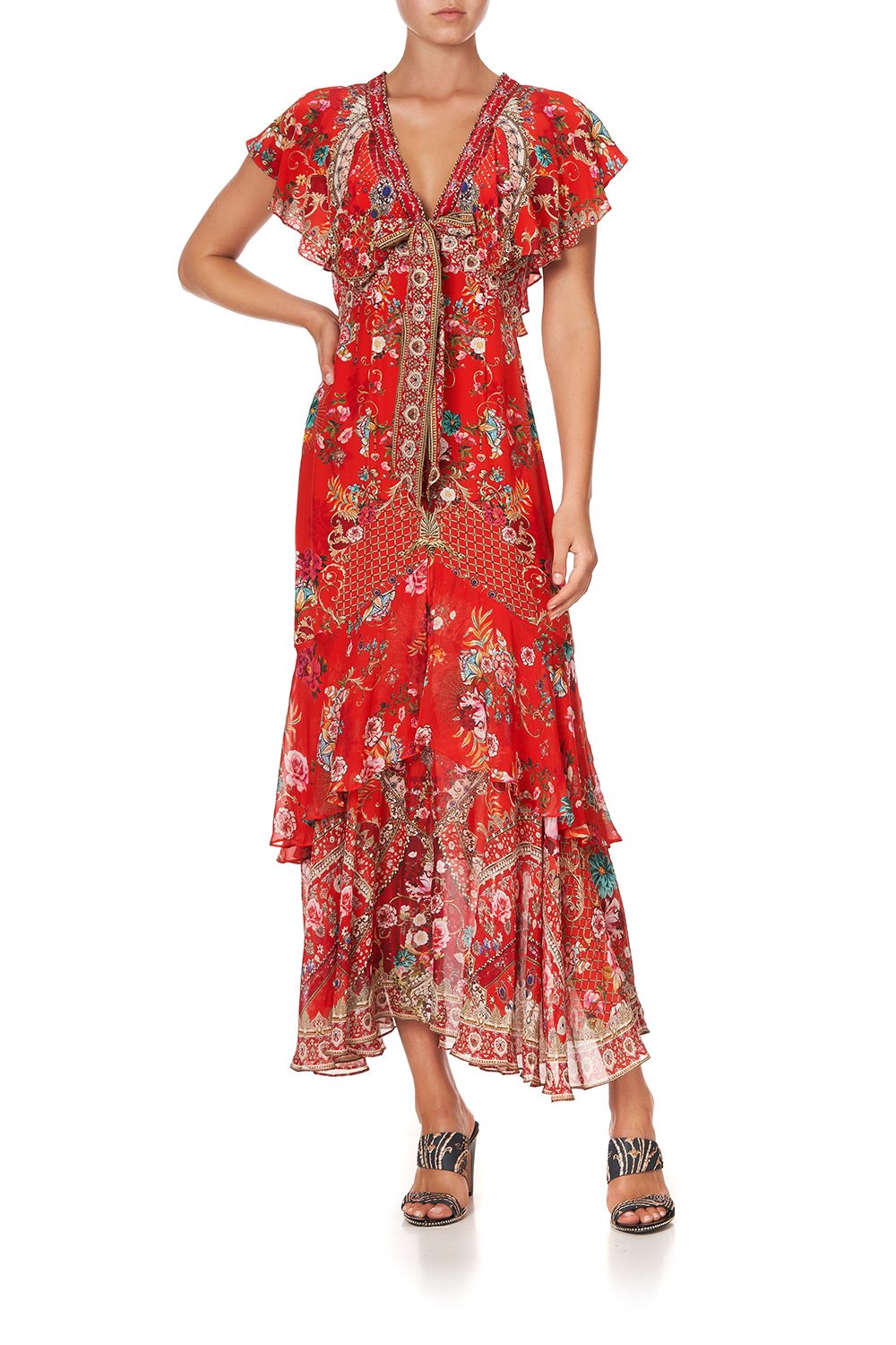 TIE FRONT MAXI WITH CENTRE FRONT SPLIT CAMEOS CAN CAN