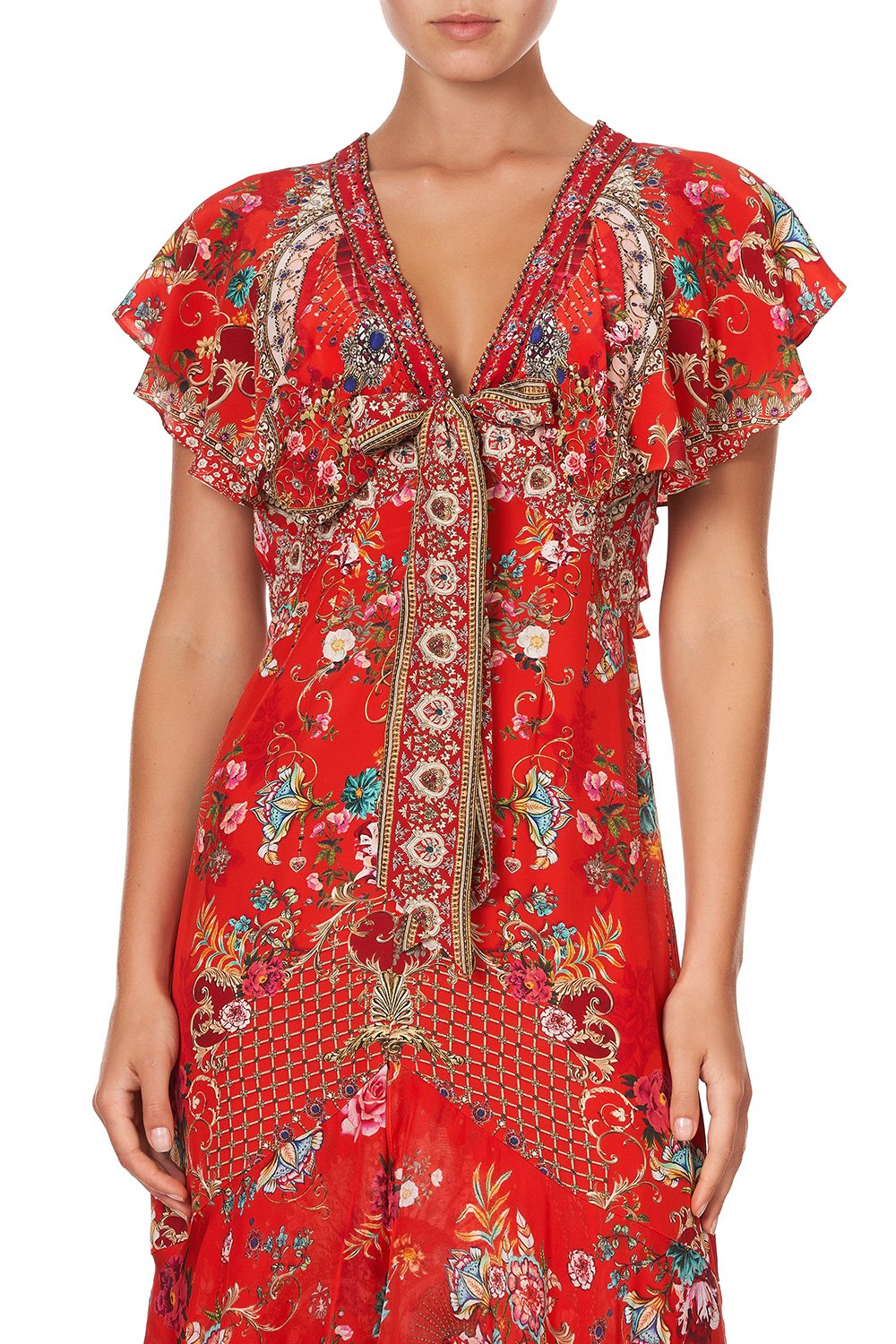 TIE FRONT MAXI WITH CENTRE FRONT SPLIT CAMEOS CAN CAN