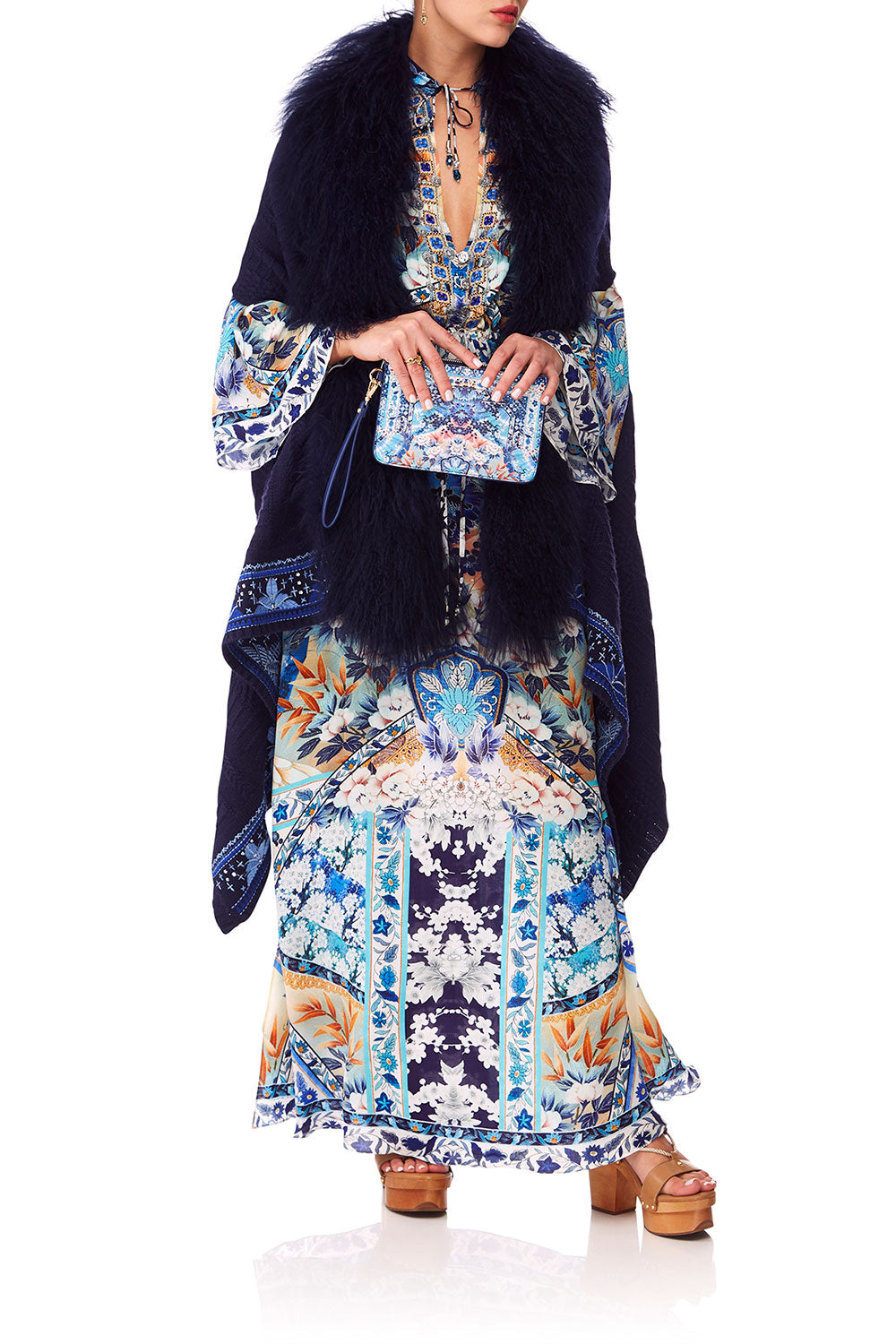 CAMILLA TOKYO TRIBE SHEARLING PONCHO