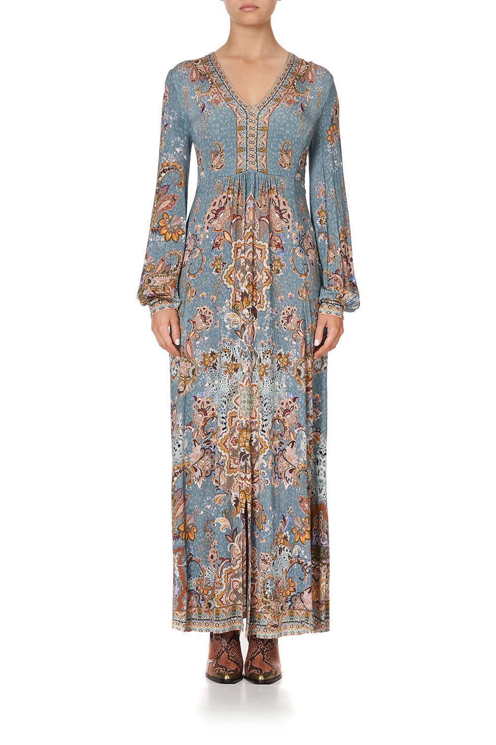 V NECK JERSEY DRESS WITH TUCK DETAIL LE PALAIS DU ZAHIR