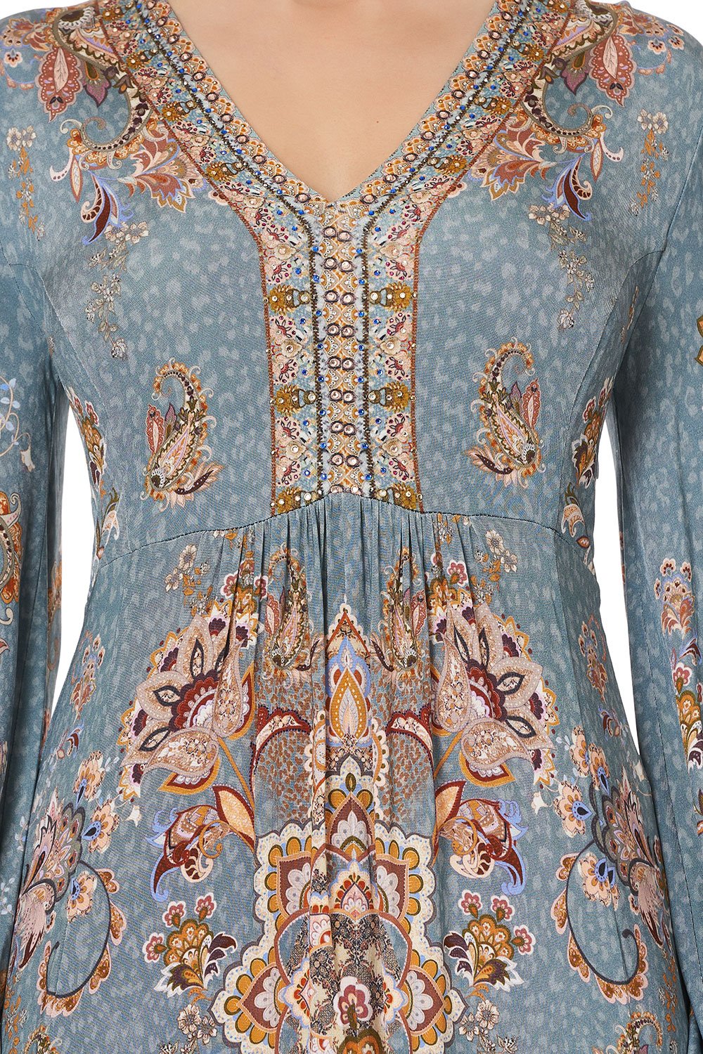 V NECK JERSEY DRESS WITH TUCK DETAIL LE PALAIS DU ZAHIR