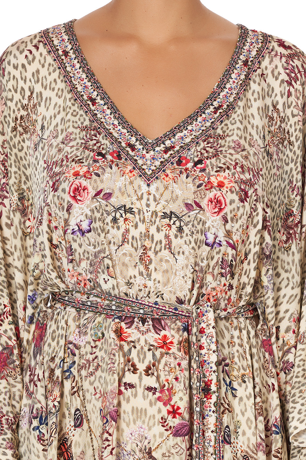 V NECK JERSEY SHORT KAFTAN WITH TIE DRIFTING DREAMER