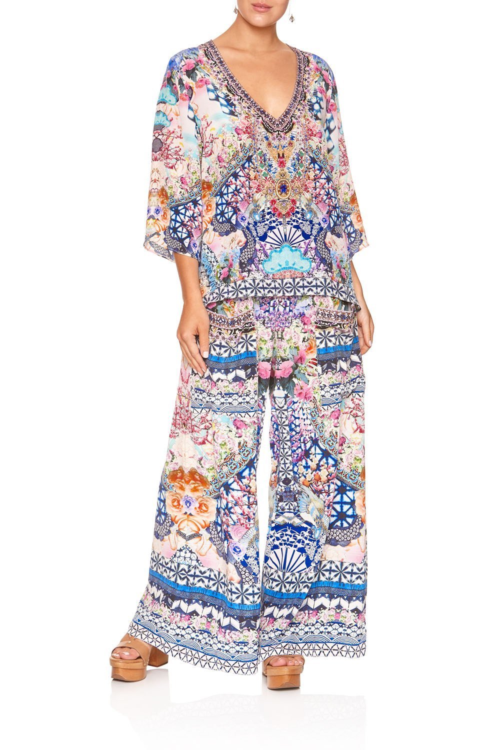 V-NECK OVERSIZED BLOUSE SHIBORI SHORES