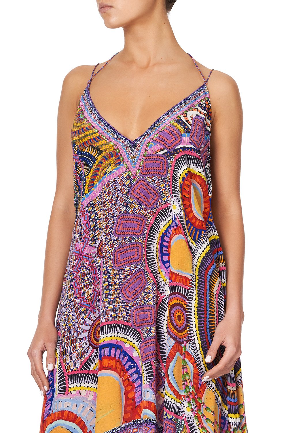 V-NECK STRAPPY FLARE DRESS WARLU DREAMING