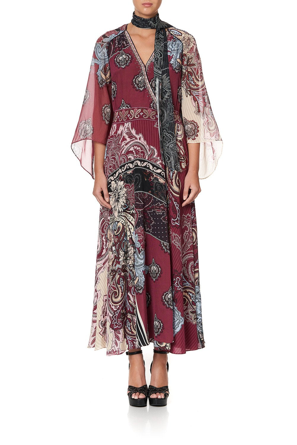 WRAP DRESS WITH NECK TIE TALE OF THE FIRE BIRD
