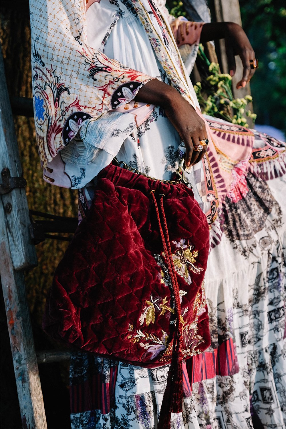 QUILTED DRAWSTRING BAG VIOLET CITY