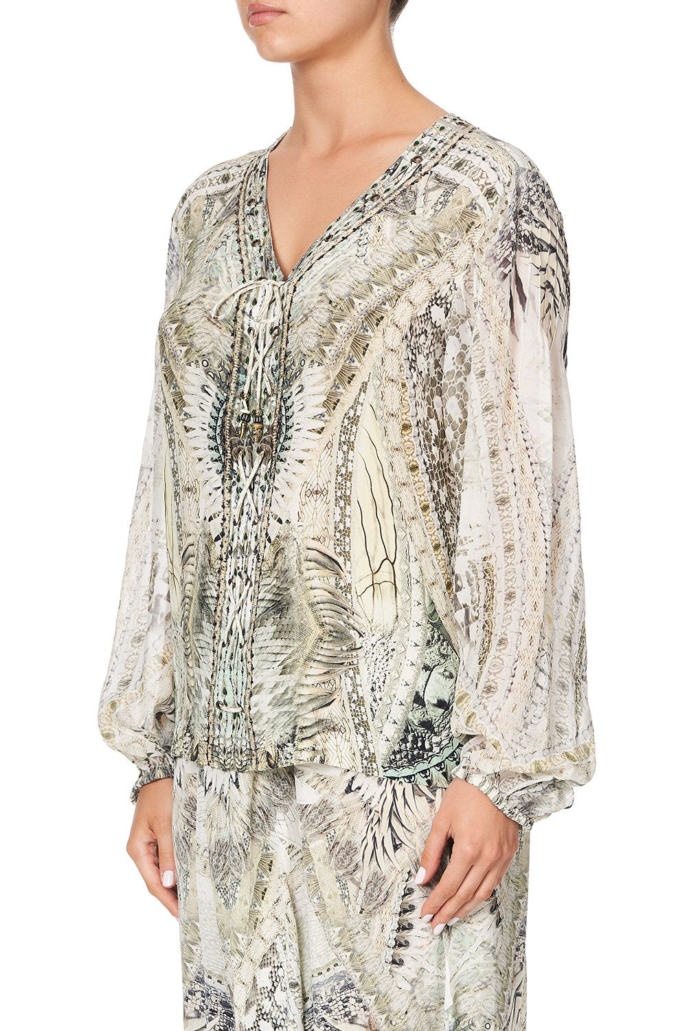 PEASANT BLOUSE WITH FRONT LACING CAMPFIRE STORIES