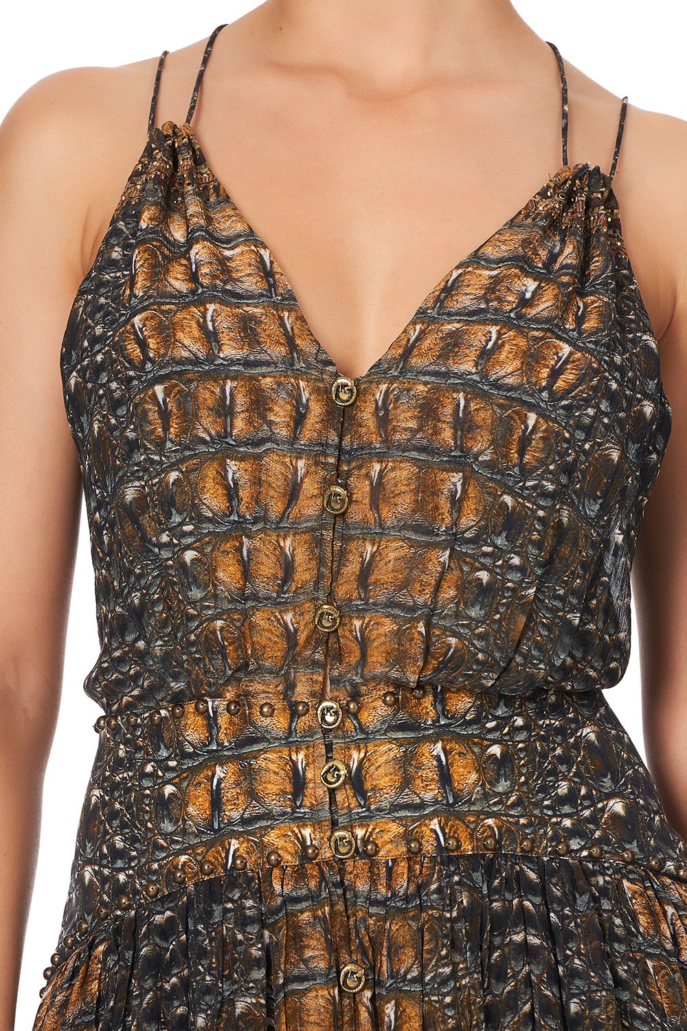 SHORT DRESS WITH SHAPED WAISTBAND CROCODILE ROCK