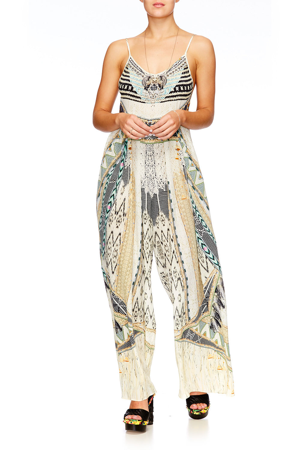 WEAVE ON GATHERED WIDE LEG JUMPSUIT