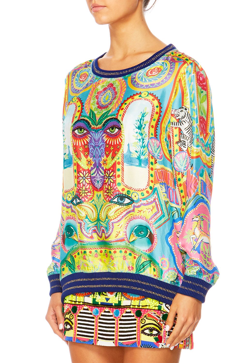 COLOUR MY WORLD WOVEN ROUND NECK SWEATER