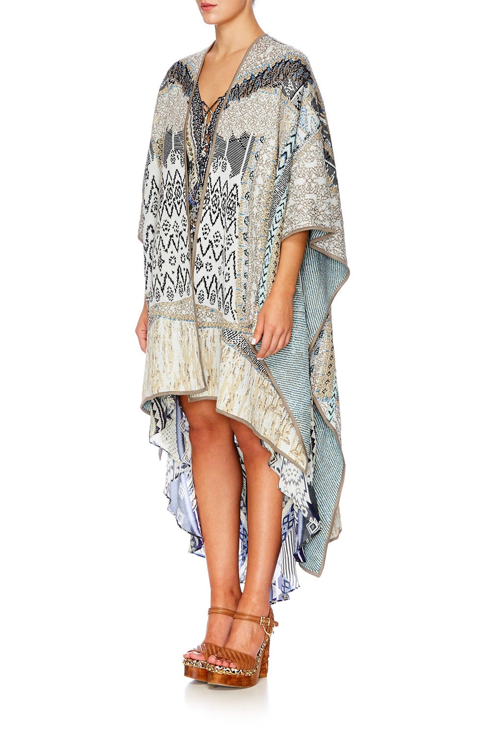 WEAVE ON OVERSIZED THROWOVER PONCHO