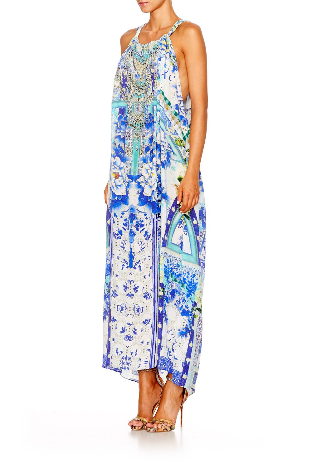 PORCELAIN PARADISE DRAWSTRING DRESS