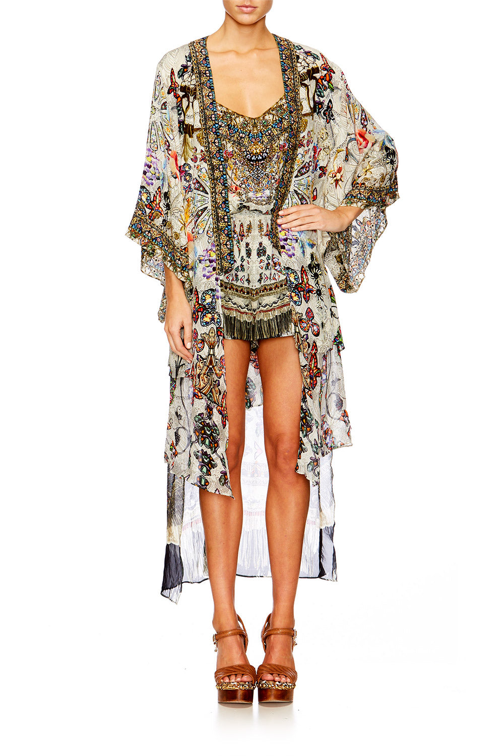 RAISE YOUR GLASS KIMONO W LONG OVERLAY