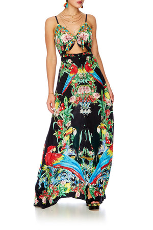 TOUCAN PLAY TIE FRONT CUT OUT MAXI DRESS