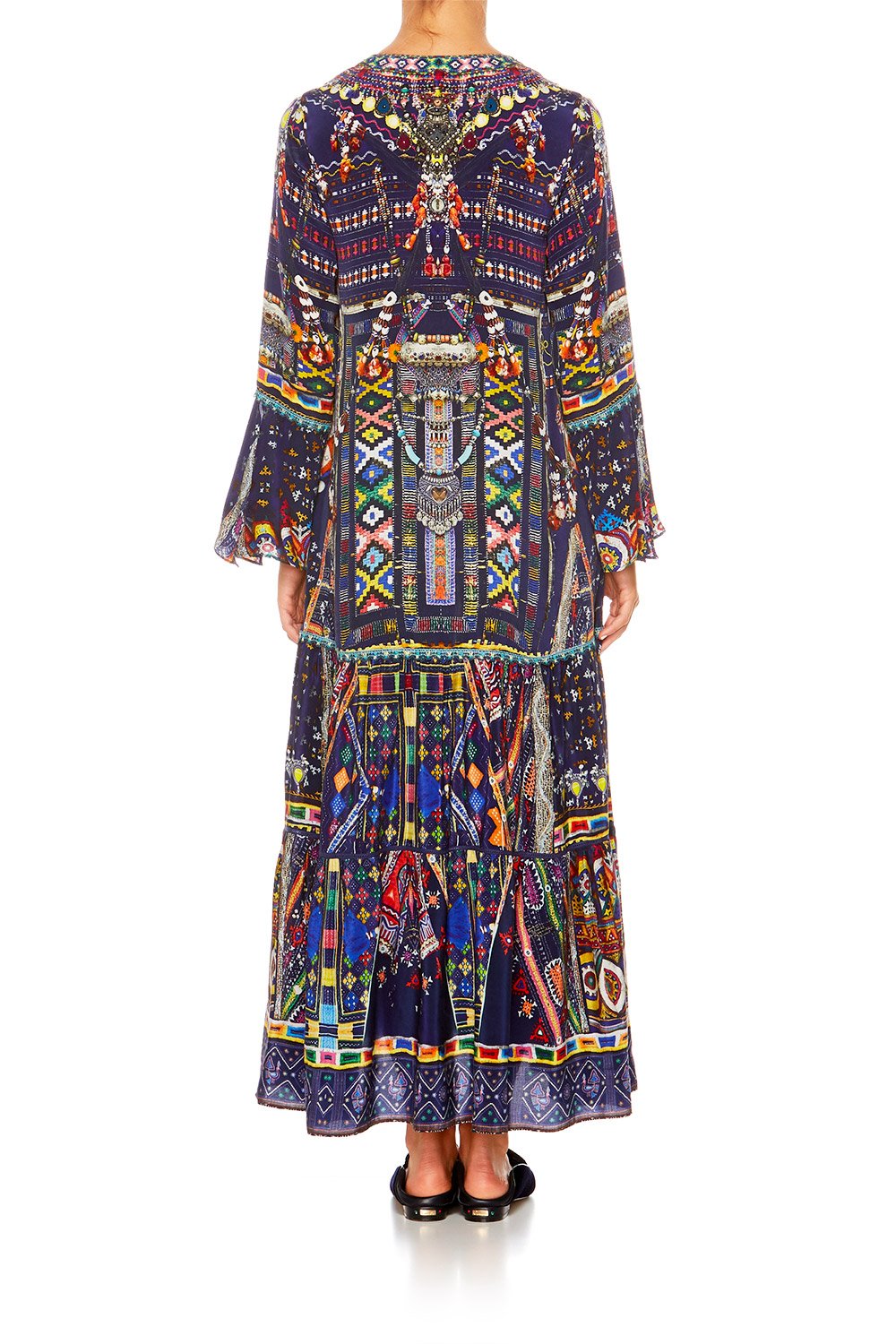 WHERE YOULL FIND ME LACE UP DRESS W TIERED HEM