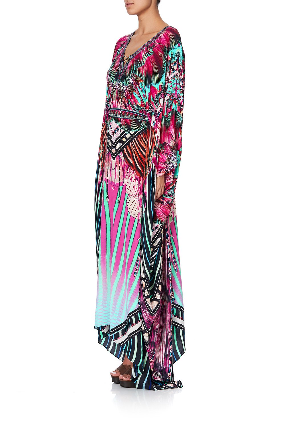 SPLIT HEM LACE UP KAFTAN RAINBOW EYES